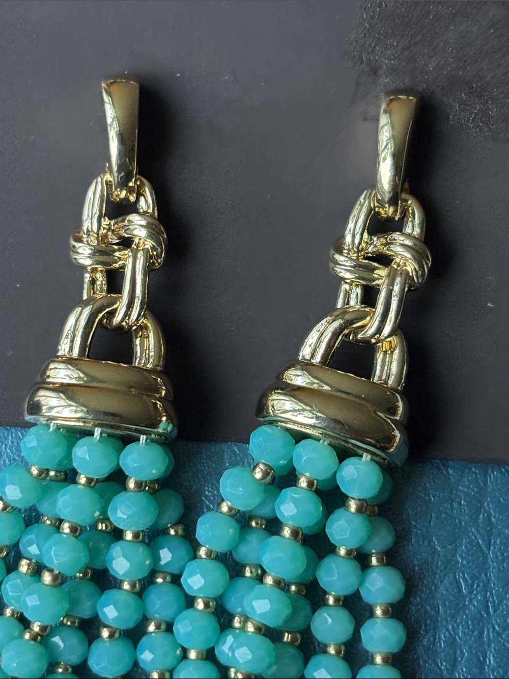 Anne Klein Gold-Tone Tassel Earrings with Turquoise Beads